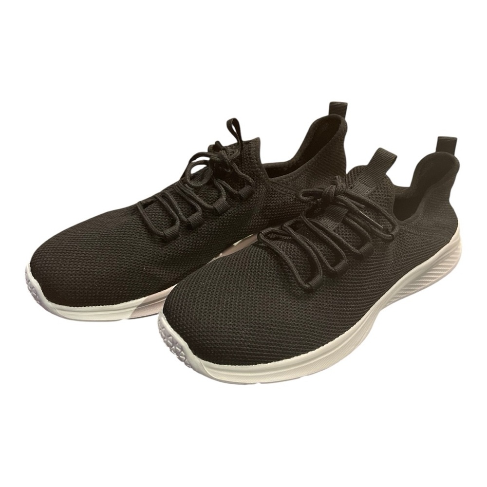 Women's Road Running Walking Lightweight Breathable Flats Sports Shoes Black 43